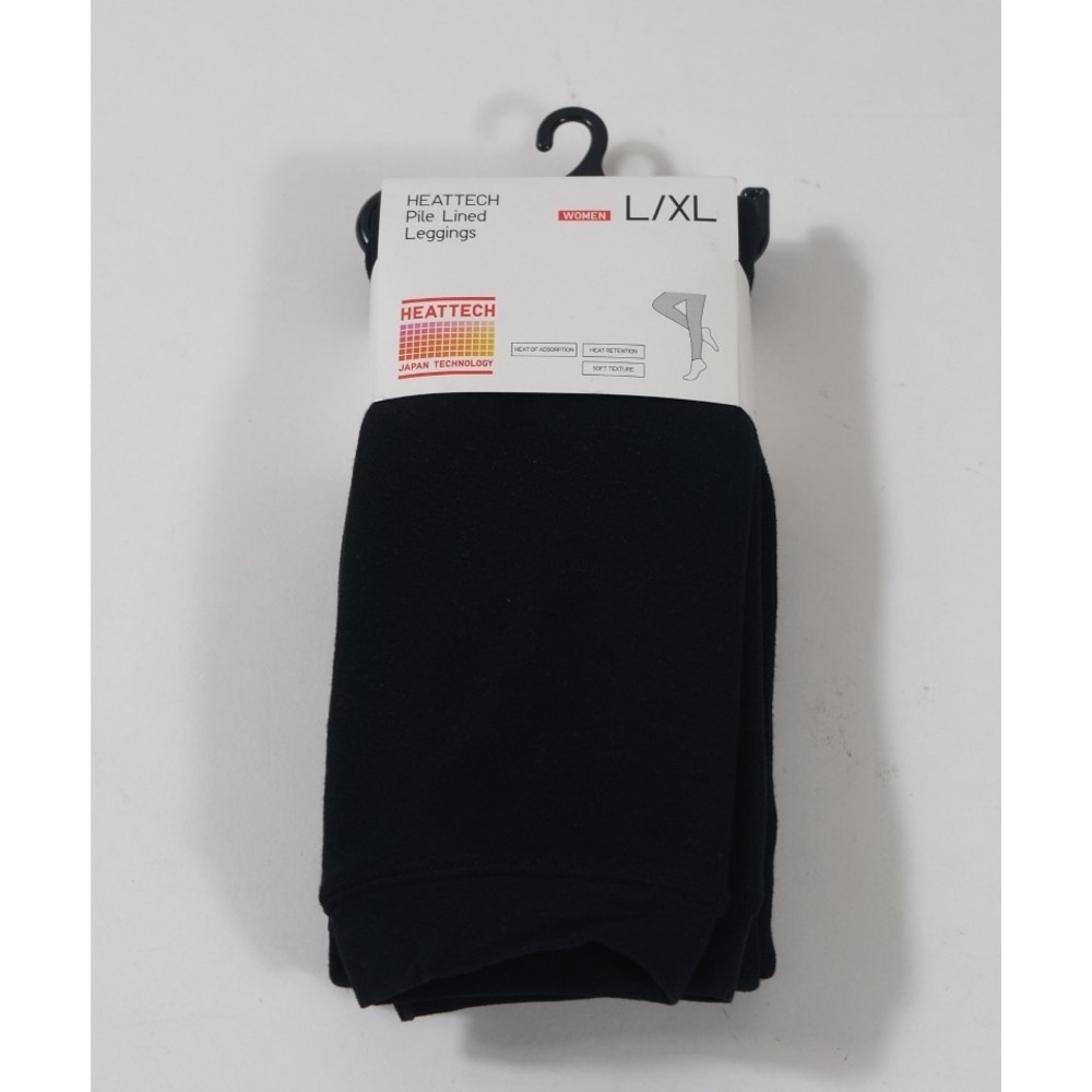 Uniqlo Leggings Women L/XL Black Heattech Pile Lined Warm Winter Thermal Pants